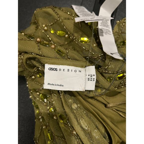 ASOS NWT $159 Embellished Beaded Maxi Dress Low Back Size 0 - Picture 8 of 10